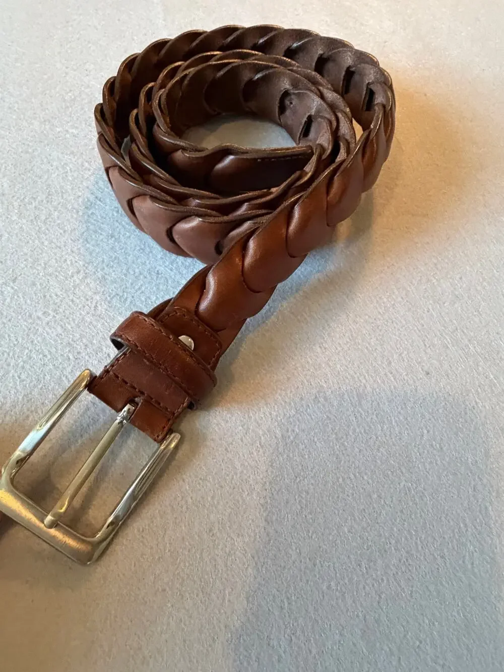 Tommy Bahama Genuine Spanish Leather Woven Braided Belt Brown Men’s Size 38/40